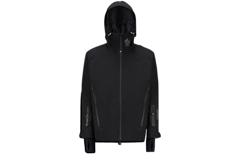 Moncler FW22 Black Letter Print Long-Sleeve Hooded Jacket H20971A00007549SU999