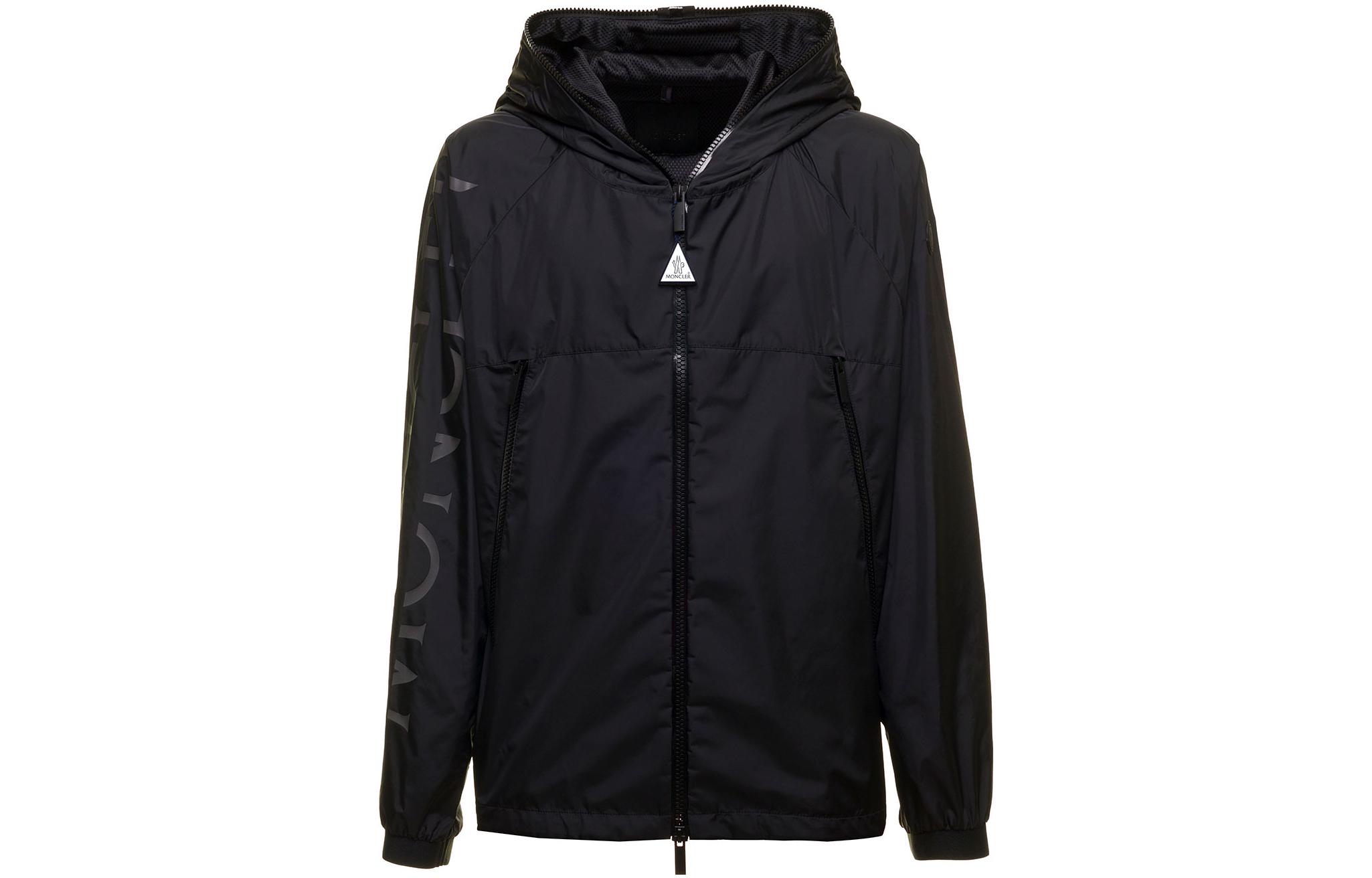 Moncler FW22 Black Letter Print Zip-Up Hooded Jacket  Casual Outerwear. 1A0018968352999 圖 2