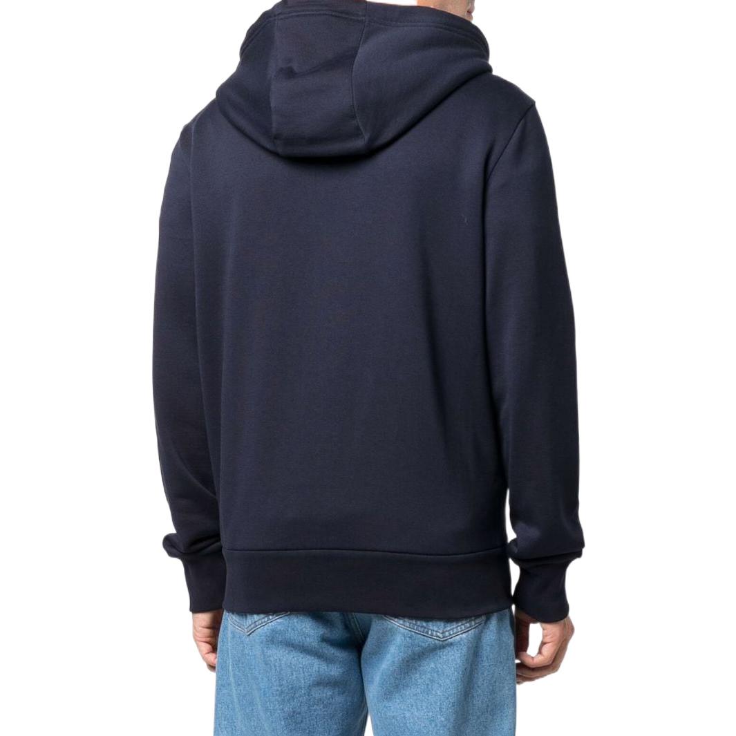 Shop Moncler FW22 Hoodie Hitam Logo Patch dengan Tali Serut dan Resleting. G20918G00033899FL778