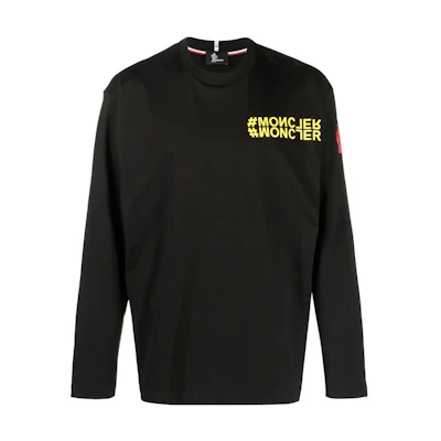 Moncler FW22 Black Long-Sleeve Crewneck T-Shirt with Logo Print H20978D000048390T999