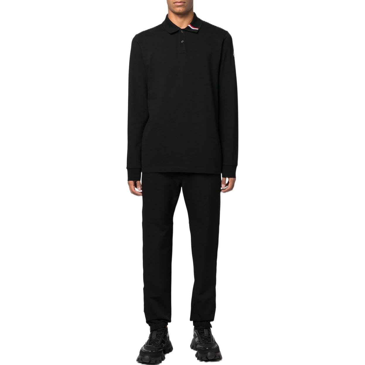 Moncler FW22 Black Long Sleeve Polo Shirt with Logo Appliqué & Striped Trim H20918B00023899US999 圖 3