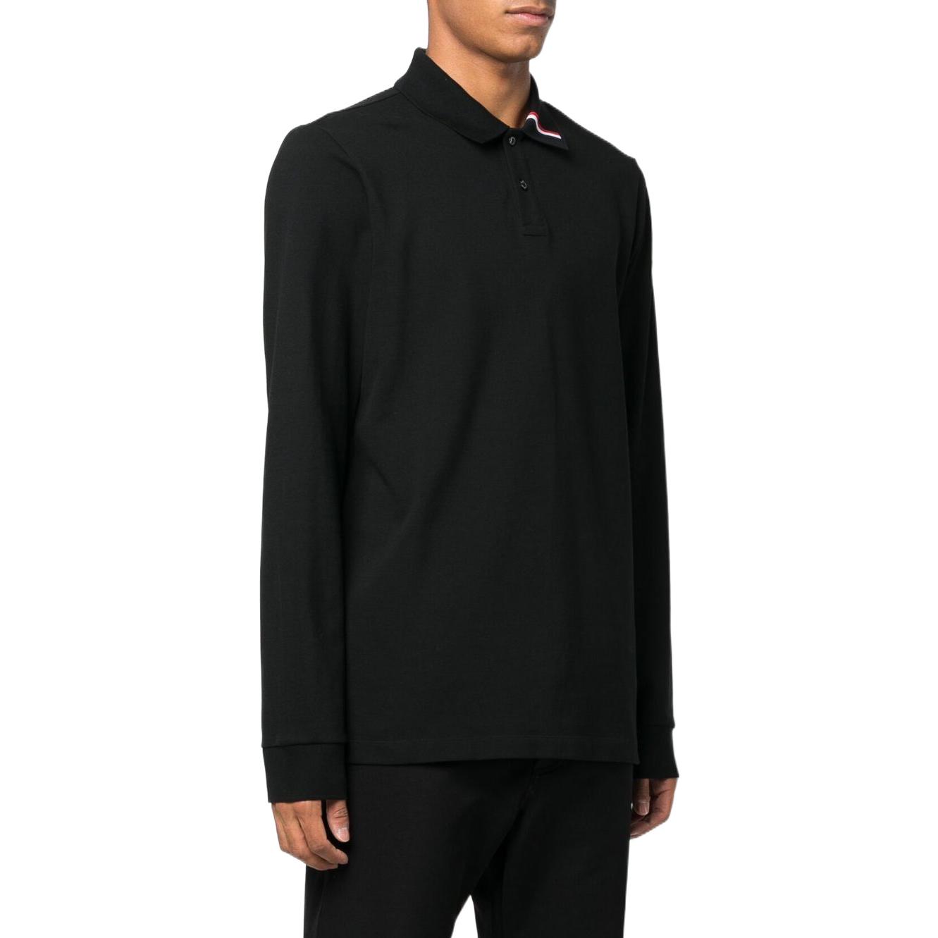 Moncler FW22 Black Long Sleeve Polo Shirt with Logo Appliqué & Striped Trim H20918B00023899US999 圖 5