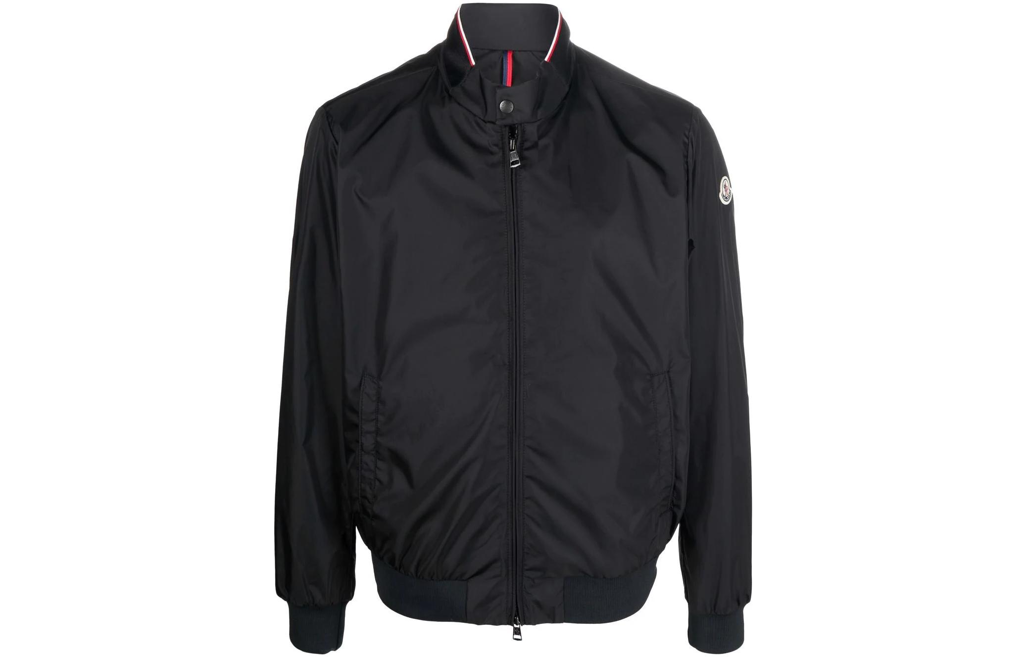 Moncler FW22 Black Long Sleeve Zip Jacket with Logo Print for Men. H10911A0007868352999