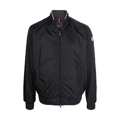Moncler FW22 Black Long Sleeve Zip Jacket with Logo Print for Men. H10911A0007868352999