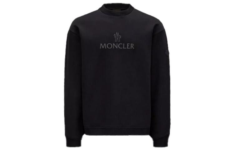 Moncler FW22 Black Pullover Sweatshirt with Logo Patch I10918G00013899WD999