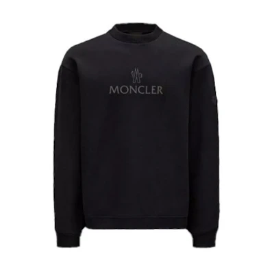 Moncler FW22 Black Pullover Sweatshirt with Logo Patch I10918G00013899WD999
