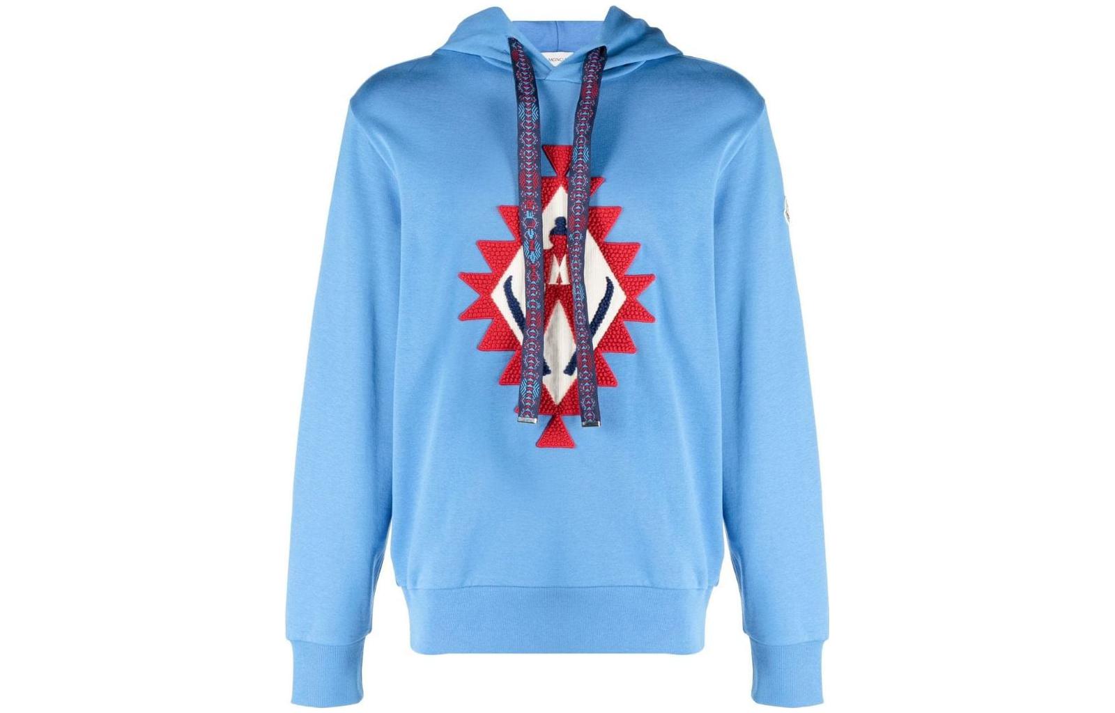 Moncler FW22 Blue Embroidered Pattern Hoodie Pullover 0918G00014809KR725