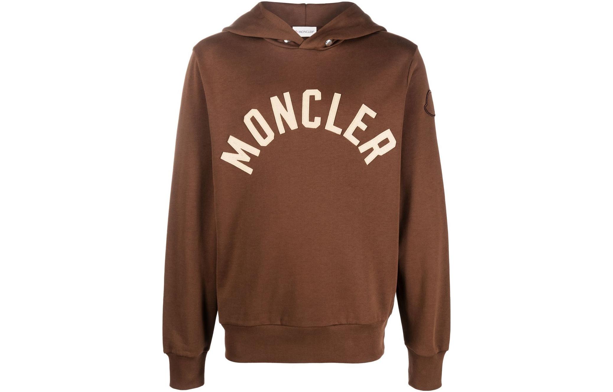 Moncler FW22 Brown Logo Print Long Sleeve Hoodie H20918G00050809KR299