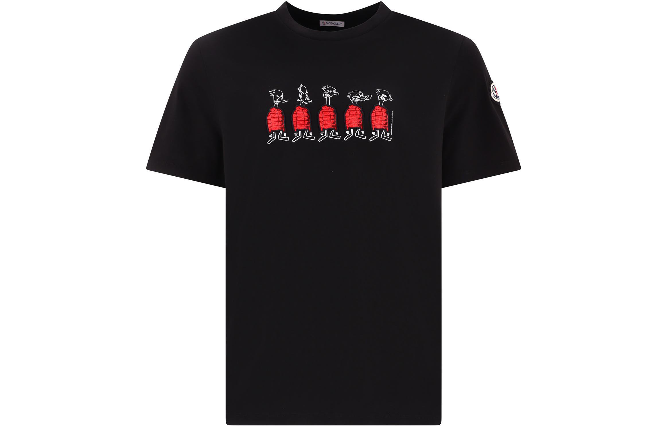 Moncler FW22 Cartoon Graphic Print Crew Neck Short Sleeve T-Shirt Black 8C00029829H8999