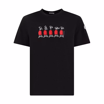 Moncler FW22 Cartoon Graphic Print Crew Neck Short Sleeve T-Shirt Black 8C00029829H8999