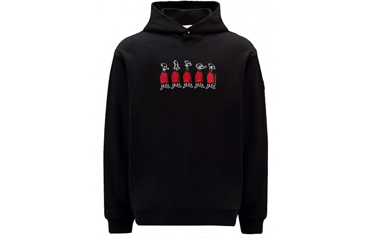 Moncler FW22 Cartoon Print Hoodie Black - Casual Loose Fit 8G00038809KR999