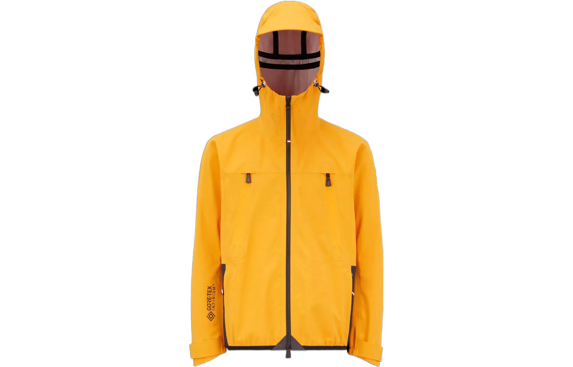 Moncler FW22 Color-Block Stripe Zip-Up Hooded Jacket Orange () H20971A00016595TX36E