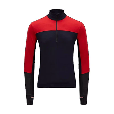 Moncler FW22 Colorblock Half-Zip Logo Sweatshirt Navy H20978G00013899P8P74