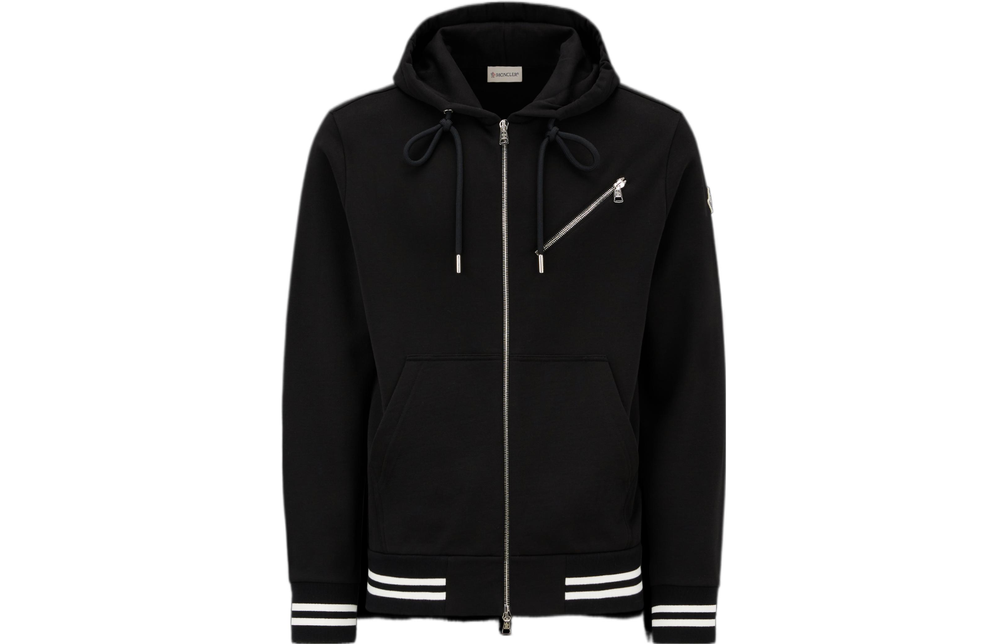 Moncler FW22 Cuff Stripe Zip Hoodie Black H20918G00048809KR999