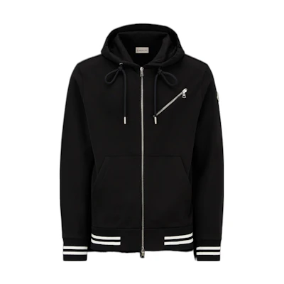 Moncler FW22 Cuff Stripe Zip Hoodie Black H20918G00048809KR999