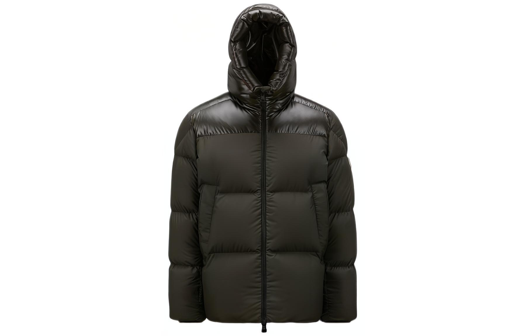 Moncler FW22 Damavand Green  Down Jacket with Logo Patch and Hood. H20911A0023454A81879