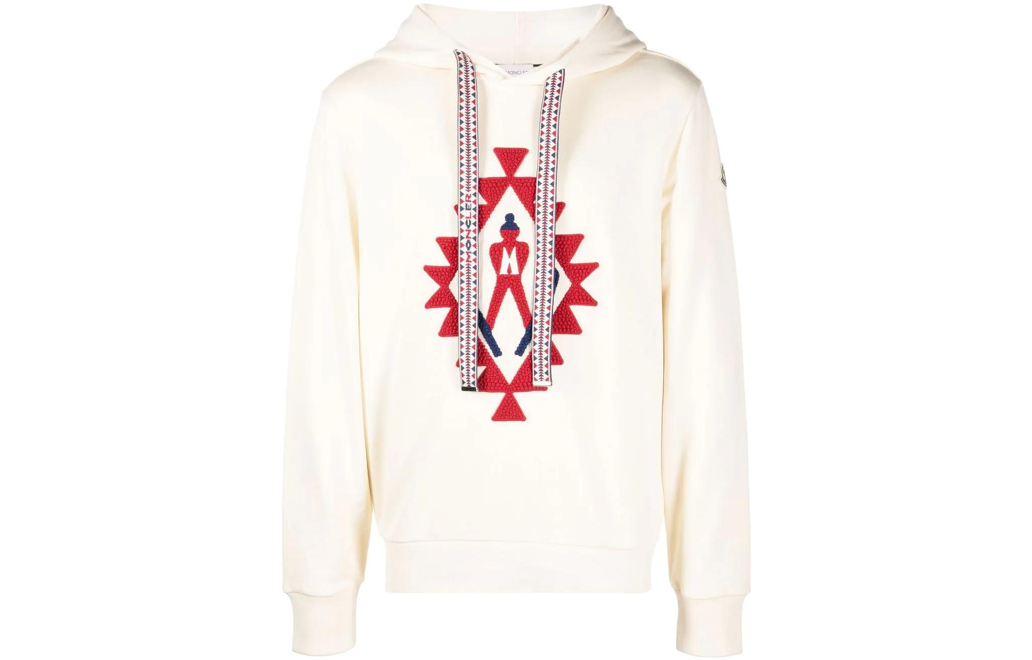 Moncler FW22 Drawstring Embroidered Cotton Hoodie White () H20918G00014809KR02B