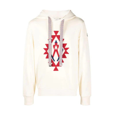 Moncler FW22 Drawstring Embroidered Cotton Hoodie White () H20918G00014809KR02B