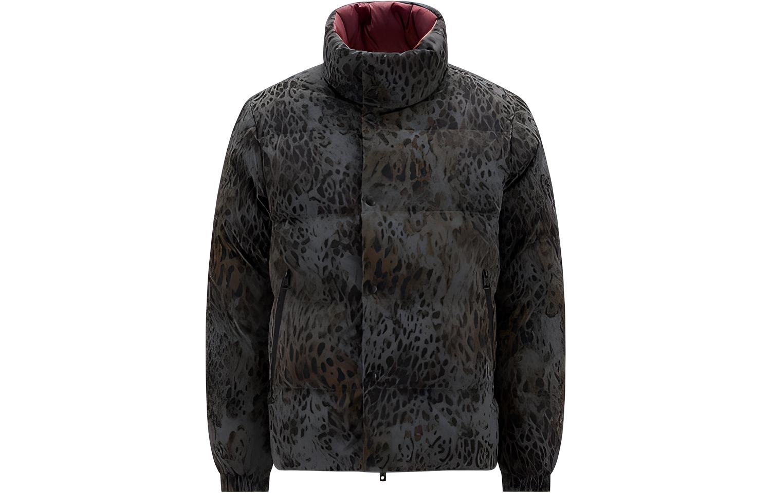 Moncler FW22 Dun Leopard Reversible Down Jacket Unisex Brown Grey H20921A00024M2017S94