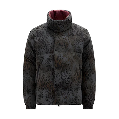 Moncler FW22 Dun Leopard Reversible Down Jacket Unisex Brown Grey H20921A00024M2017S94