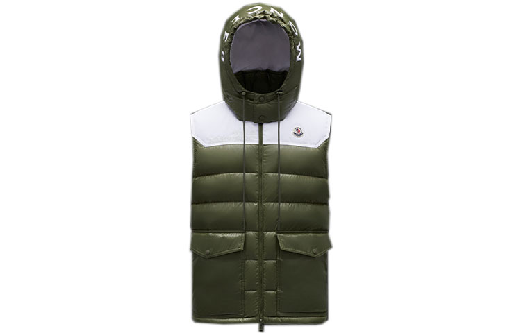Moncler FW22 Genichi Colorblock Hooded Down Vest Dark Green Mens. H10911A0015053A0E89A