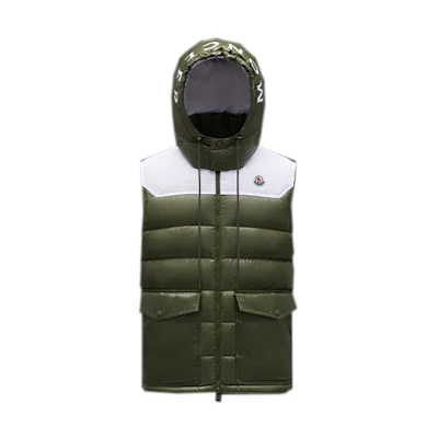 Moncler FW22 Genichi Colorblock Hooded Down Vest Dark Green Mens. H10911A0015053A0E89A