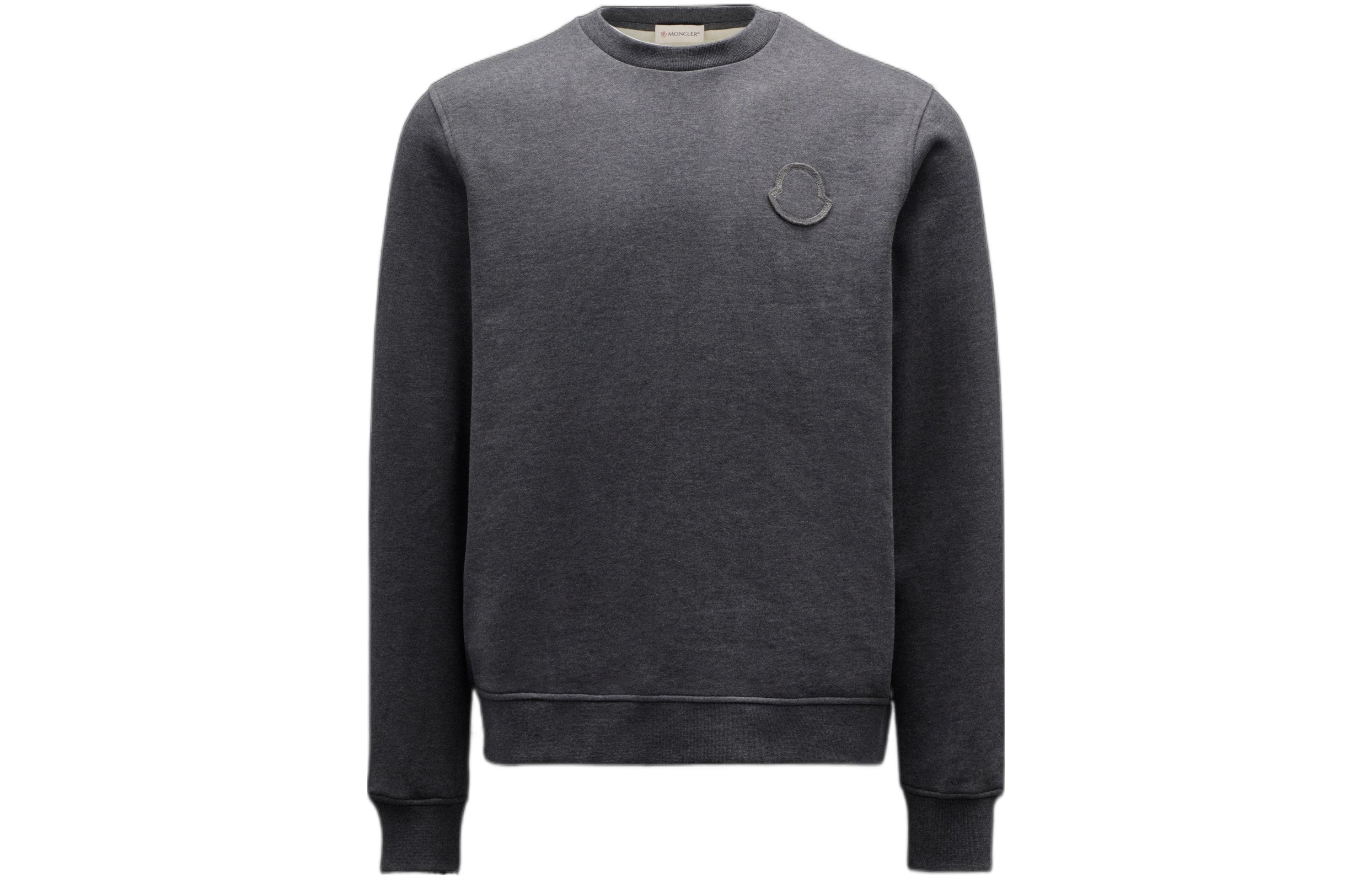 Moncler FW22 Grey Crewneck Pullover Sweatshirt with Logo Patch H20918G00051899FL990