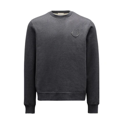 Moncler FW22 Grey Crewneck Pullover Sweatshirt with Logo Patch H20918G00051899FL990