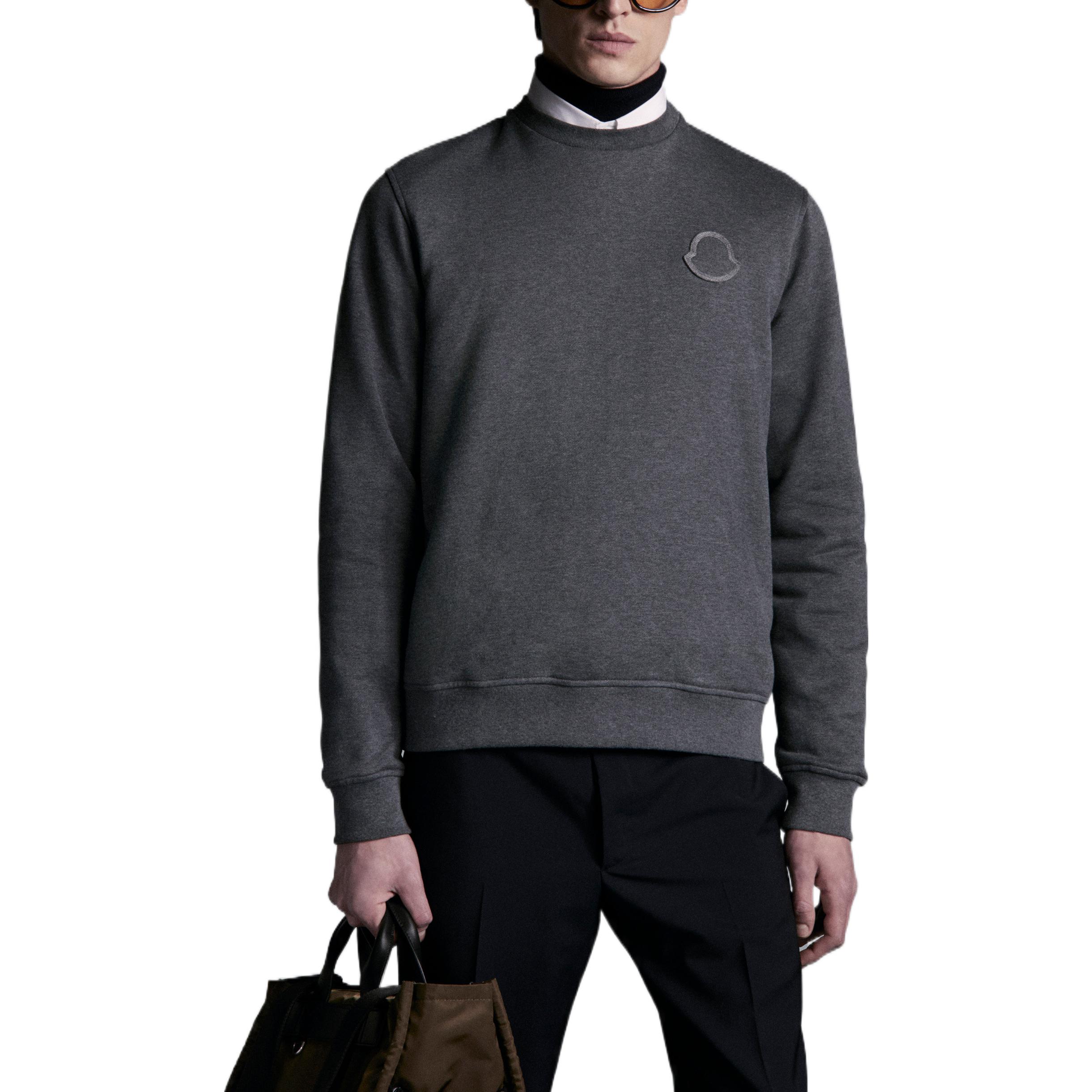 Lookbook 蒙克莱FW22灰色徽标贴饰圆领套头衫 H20918G00051899FL990