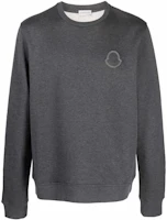 Moncler FW22 Grey Crewneck Sweatshirt with Logo Patch Long Sleeve G20918G00045899FL990 Moncler FW22 Grey Crewneck Sweatshirt with Logo Patch Long Sleeve G20918G00045899FL990