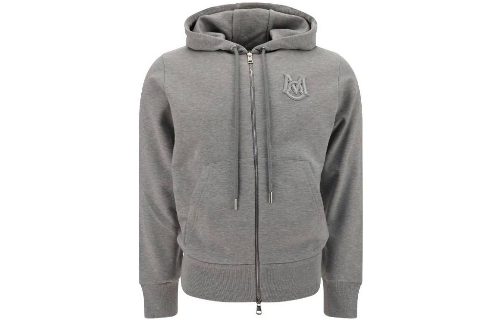 Moncler FW22 Grey Logo Embroidered Pullover Hoodie Long Sleeve 8G00052809KR984