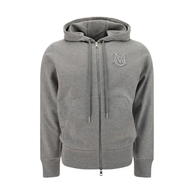 Moncler FW22 Grey Logo Embroidered Pullover Hoodie Long Sleeve 8G00052809KR984