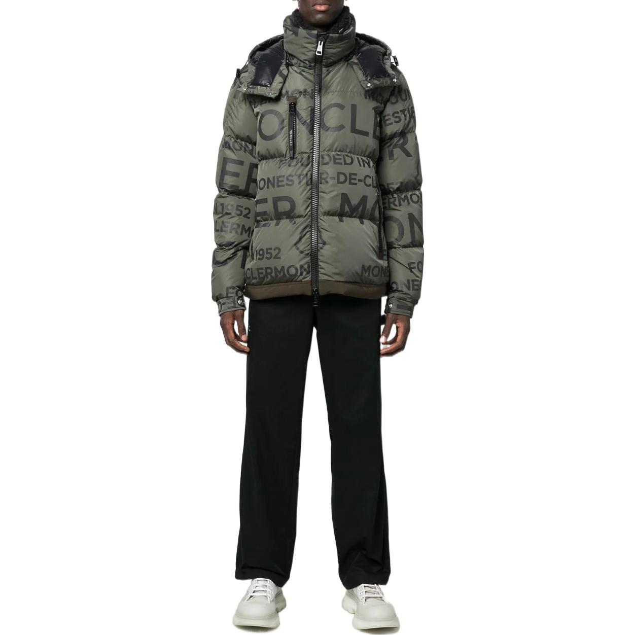 Moncler FW22 Khaki Letter Logo High Neck Detachable Hood Down Jacket Men. H20911A00211596CDF89 圖 3