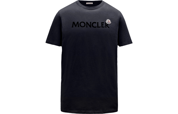 Moncler FW22 Logo Crewneck Casual Short Sleeve T-Shirt Midnight Blue . H20918C000258390T778