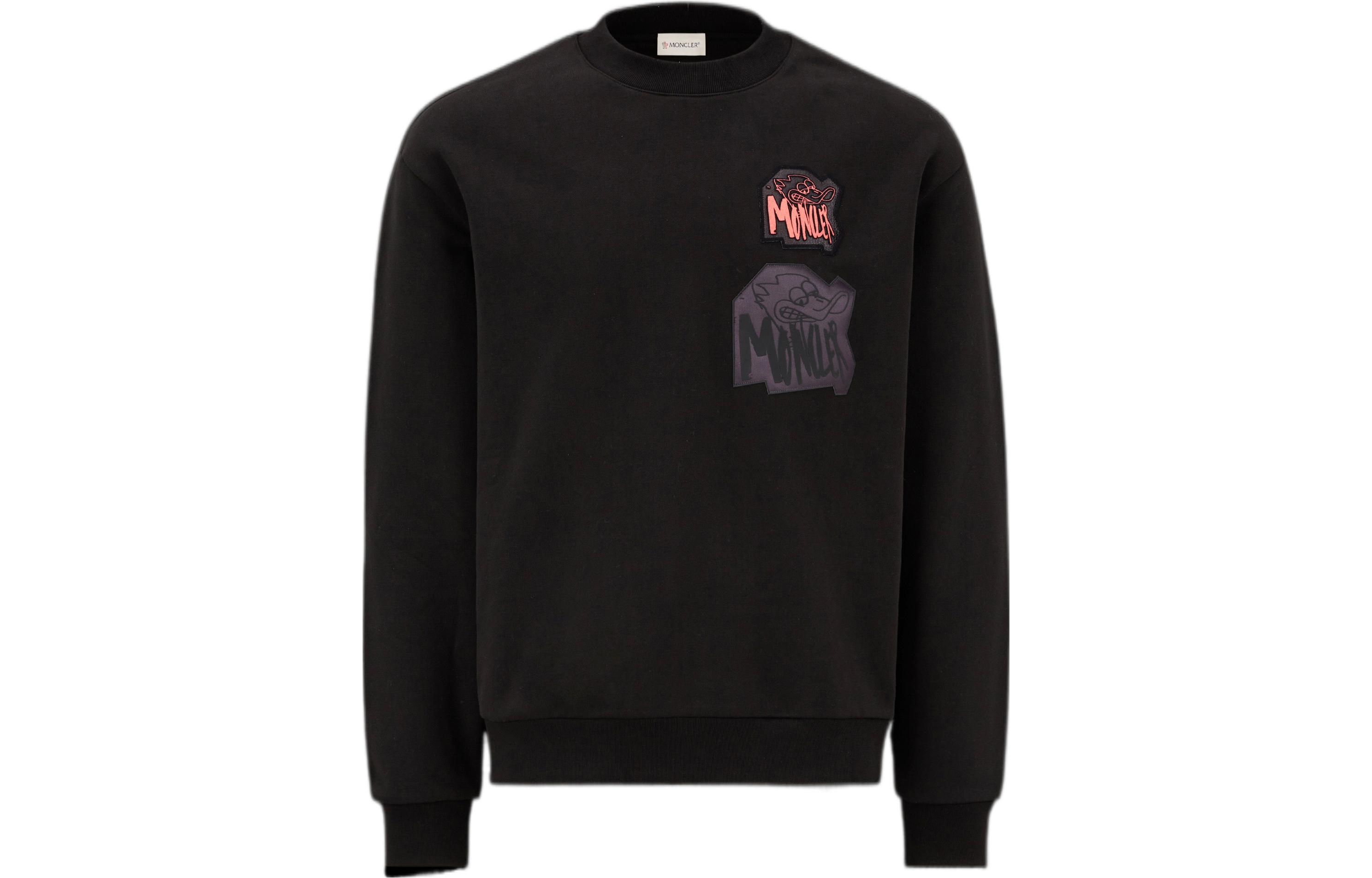 Order モンクレール FW22 ロゴパッチ クルーネックスウェットシャツ ブラック. H20918G0003780451999