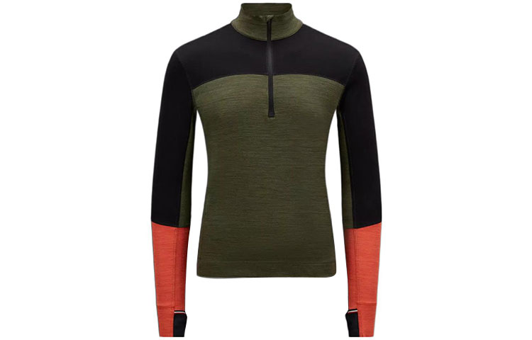 Moncler FW22 Logo Patch Half-Zip Colorblock Sweatshirt Green H20978G00013899P8P89