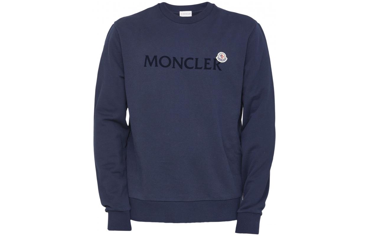 Moncler FW22 Logo Print Pullover Hoodie Blue 8G00034809KR778