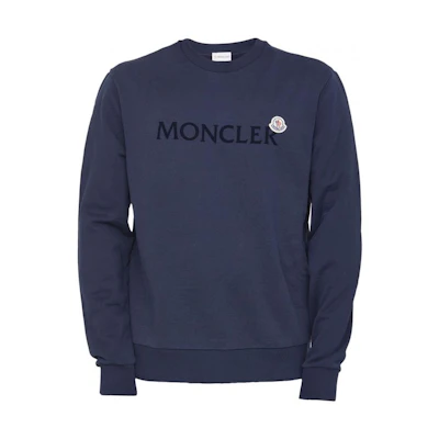 Moncler FW22 Logo Print Pullover Hoodie Blue 8G00034809KR778
