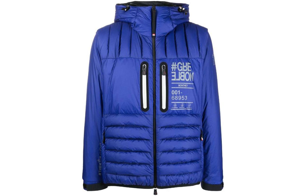 Moncler FW22 Monthey Quilted Printed Puffer Jacket Blue H20971A0002768953735