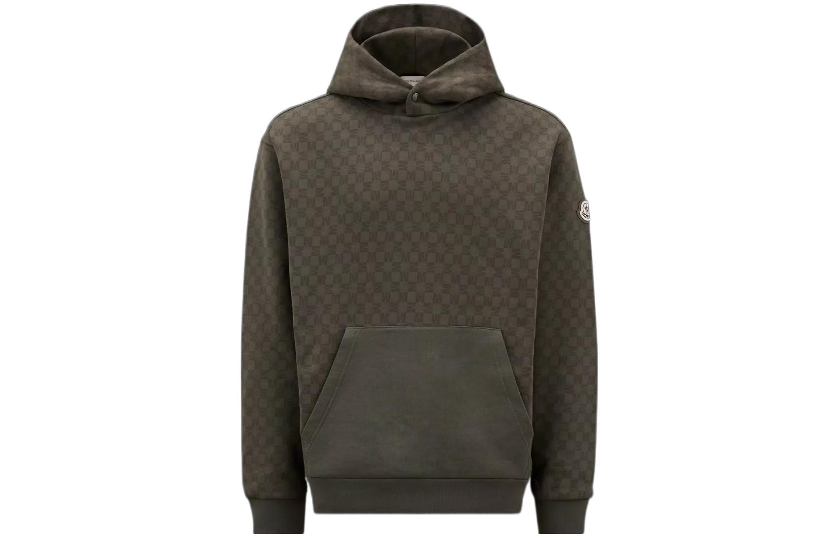 Moncler FW22 Olive Green Logo Patch Pullover Hoodie Men H20918G00039899TX828