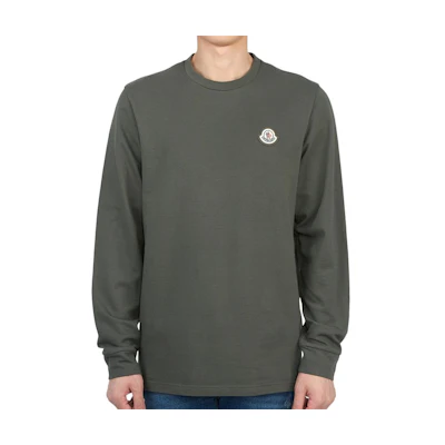 Moncler FW22 Olive Green Minimalist Logo Crewneck Pullover Sweatshirt Men 8D00005899RD828
