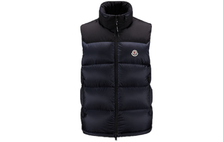 Moncler FW22 Ophrys  Navy Blue Embroidered Logo Down Vest. H20911A001605967G776