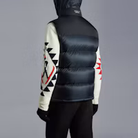 Purchase Moncler FW22 Ophrys Navy Blue Embroidered Logo Down Vest. H20911A001605967G776