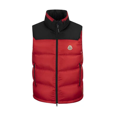 Moncler FW22 Ophrys Colorblock Patch Stand Collar Vest Red H20911A001605967G455