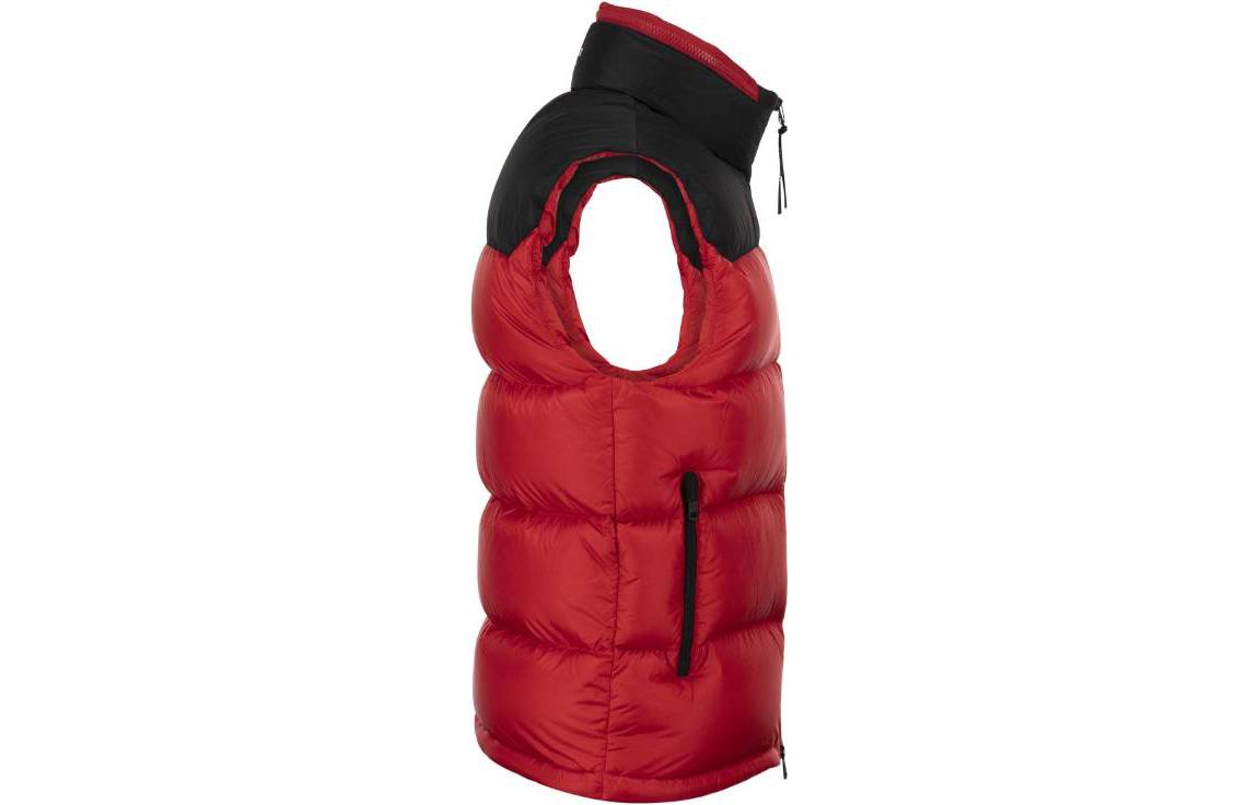 Shop 몽클레르 FW22 오프리스 컬러블록 패치 스탠드 칼라 베스트 레드 H20911A001605967G455