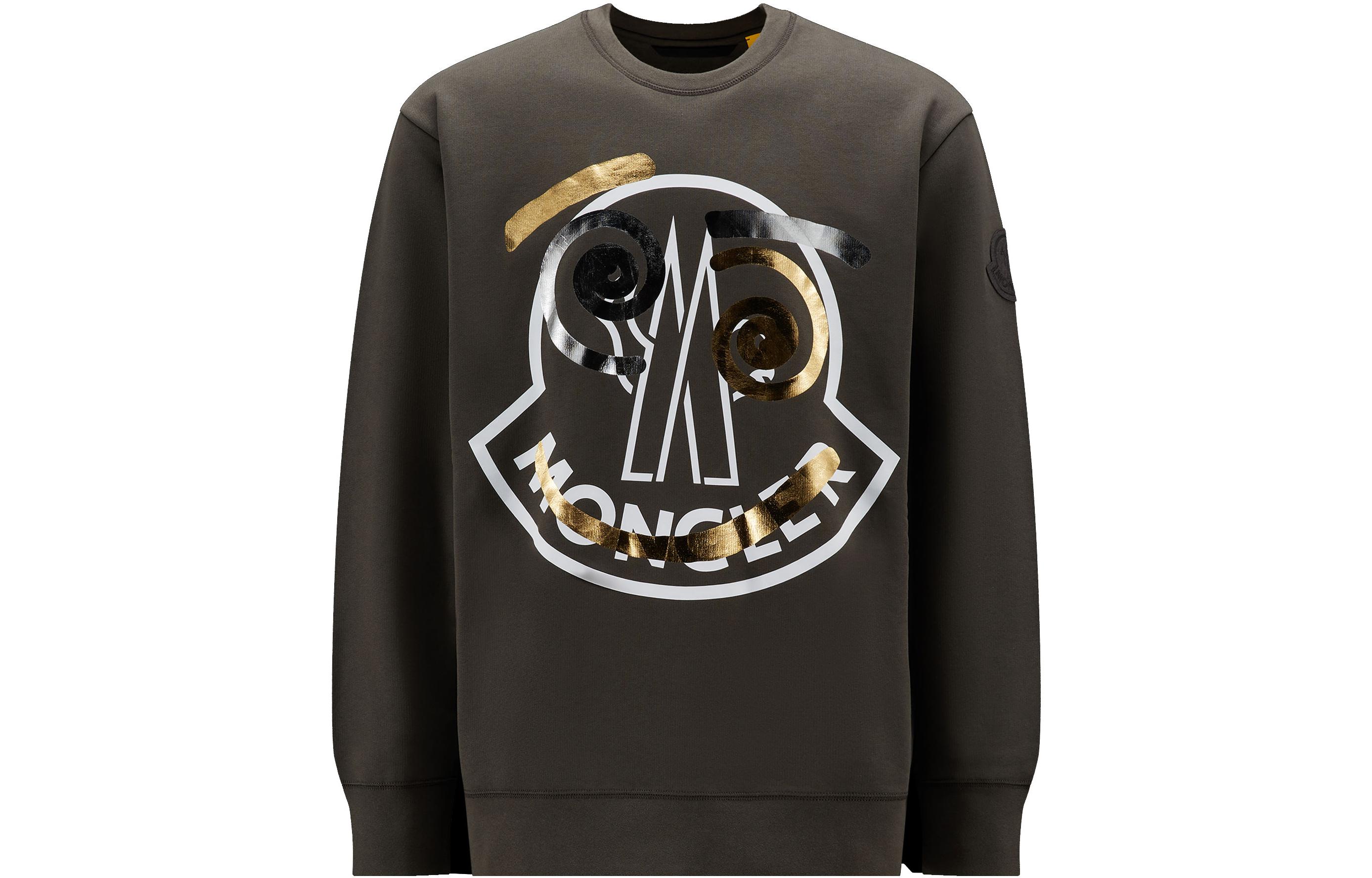 Moncler FW22 Pattern Logo Pullover Long Sleeve Sweatshirt Men Dark Gray H20928G00007809KX950