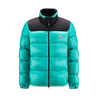 Moncler FW22 Peuplier Logo Patch Short Zip Puffer Jacket Men Emerald Green H20911A001475967G81R