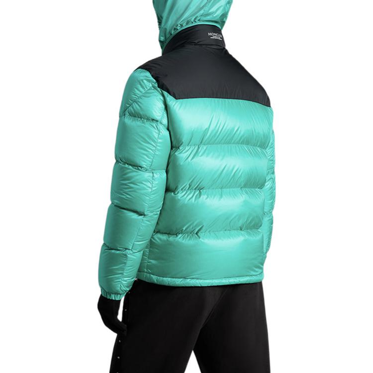 Purchase Moncler FW22 Peuplier Logo Patch Jaket Puffer Lelaki Zip Pendek Hijau Emerald H20911A001475967G81R