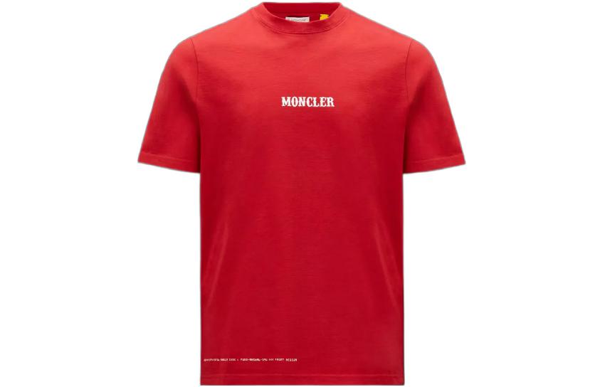 Moncler FW22 Red Logo Print Unisex Casual T-Shirt. H209U8C00003M235345R