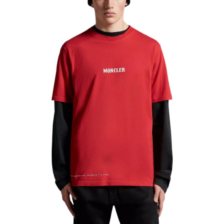 Moncler FW22 Red Logo Print Unisex Casual T-Shirt. H209U8C00003M235345R 圖 3